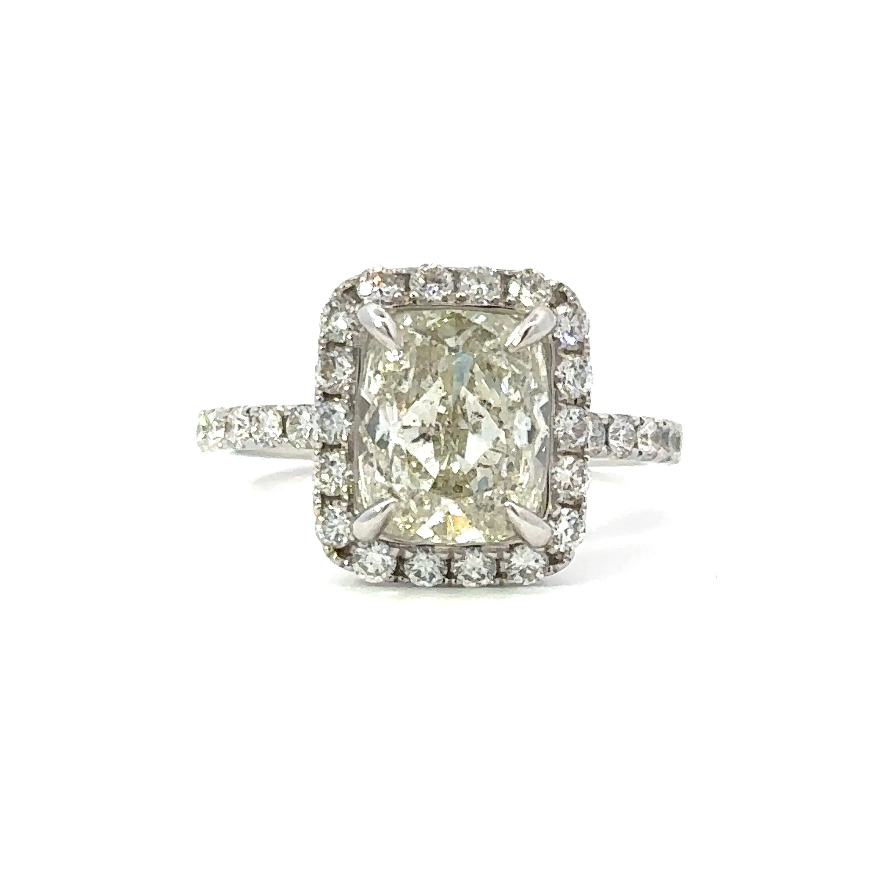 Cushion Halo Engagement Ring in 18K White Gold