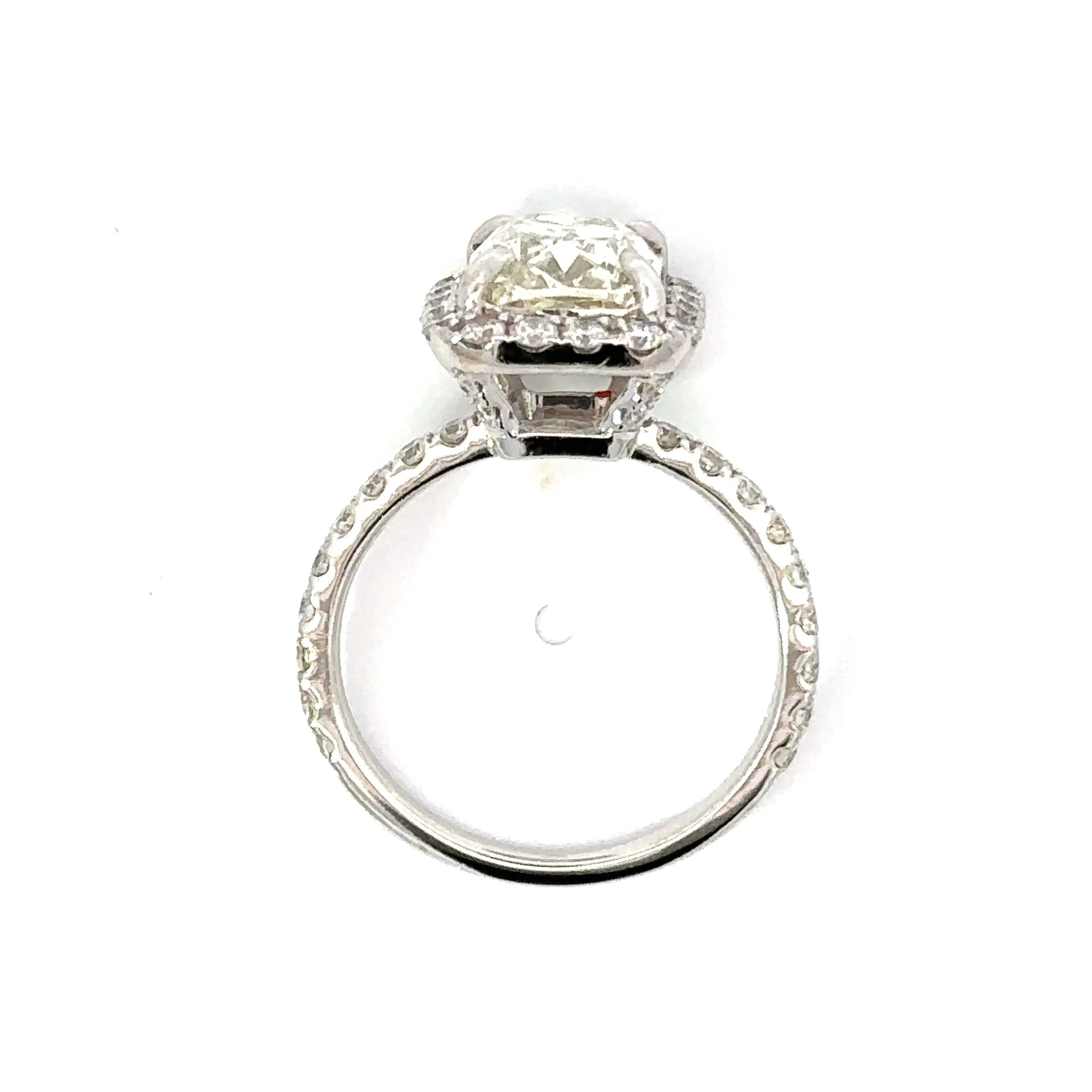 Cushion Halo Engagement Ring in 18K White Gold