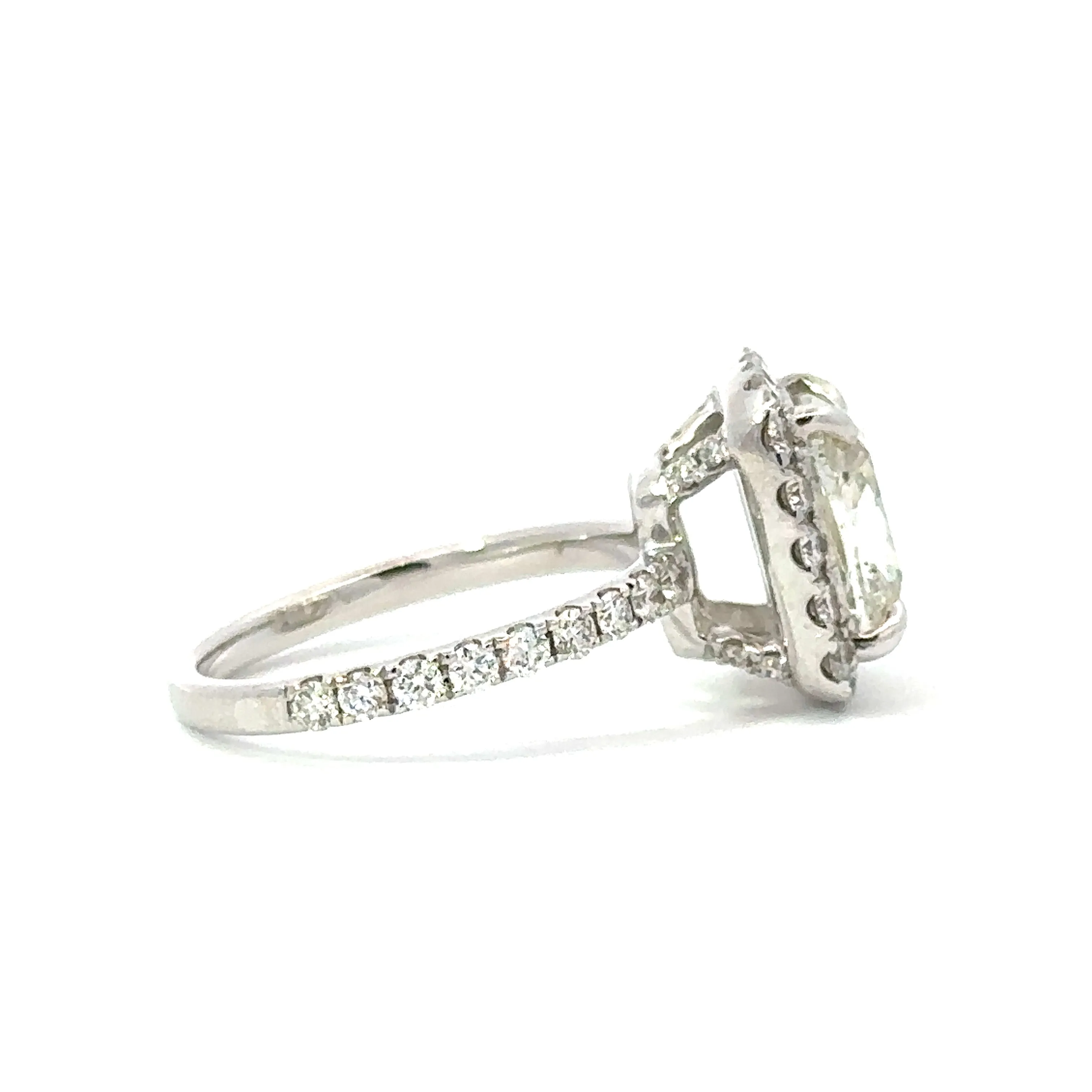 Cushion Halo Engagement Ring in 18K White Gold