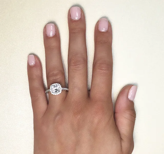 Cushion Halo with side diamonds