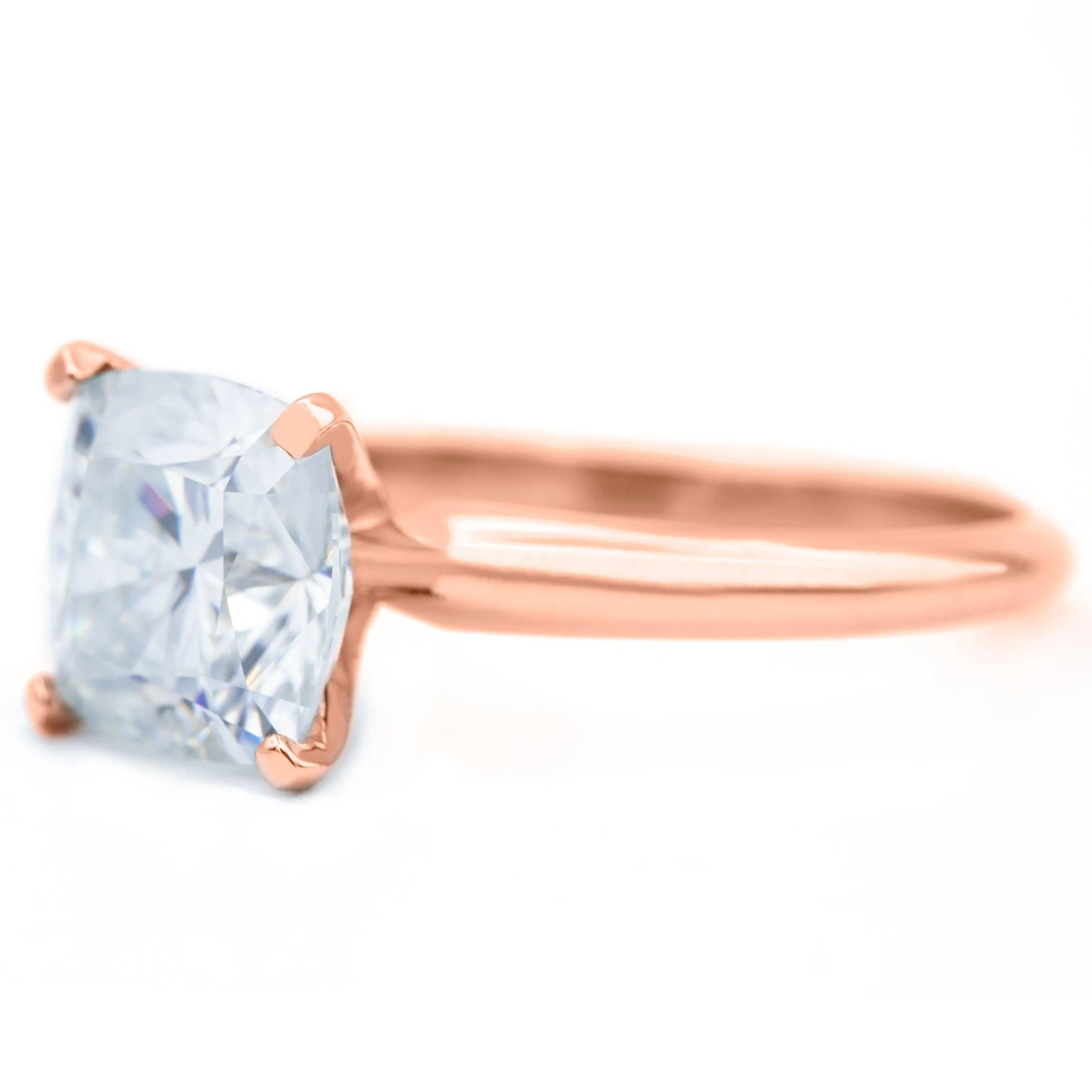 Cushion Hearts & Arrows (H&A) Cupid Moissanite 4 Prongs FANCY Solitaire Ring