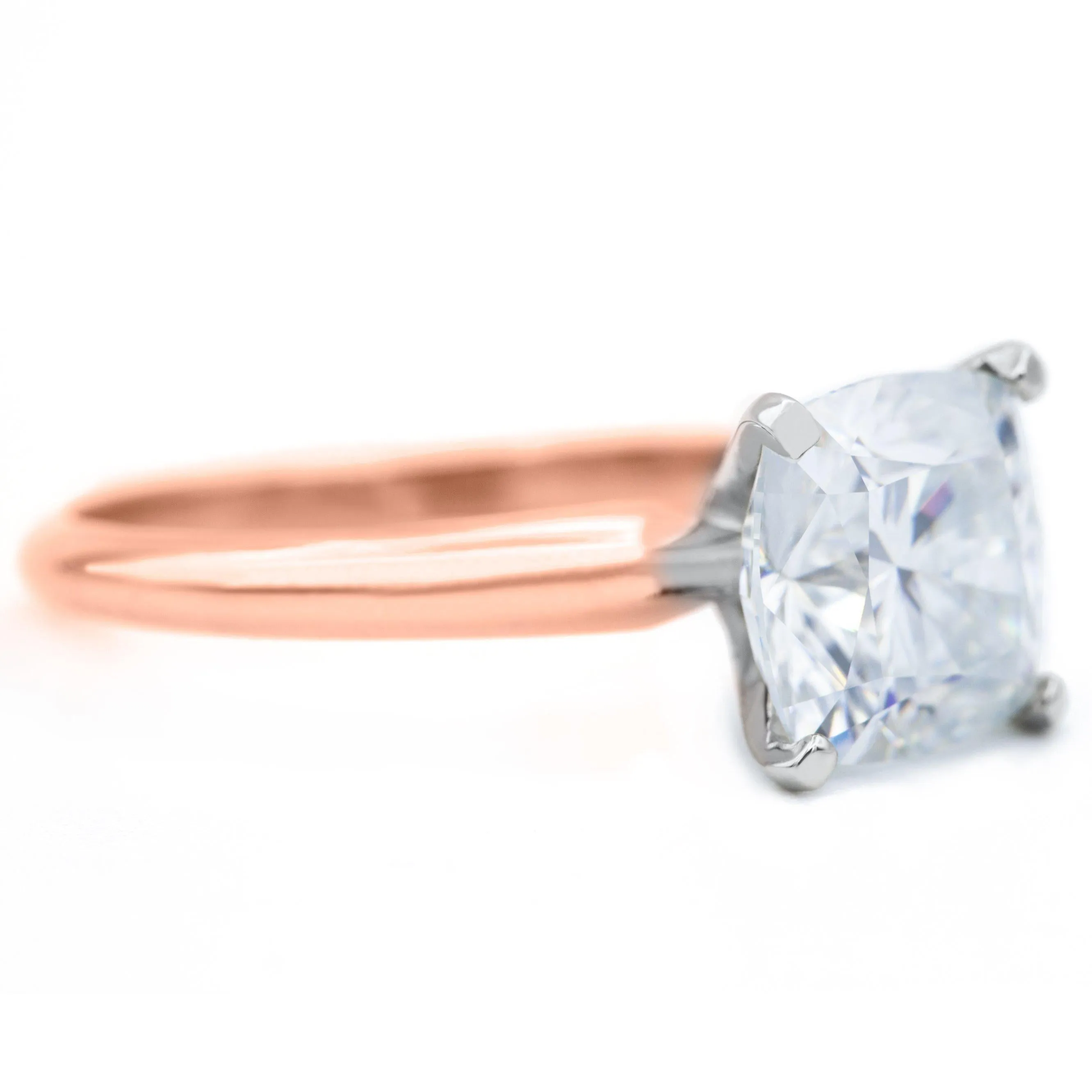 Cushion Hearts & Arrows (H&A) Cupid Moissanite 4 Prongs FANCY Solitaire Ring