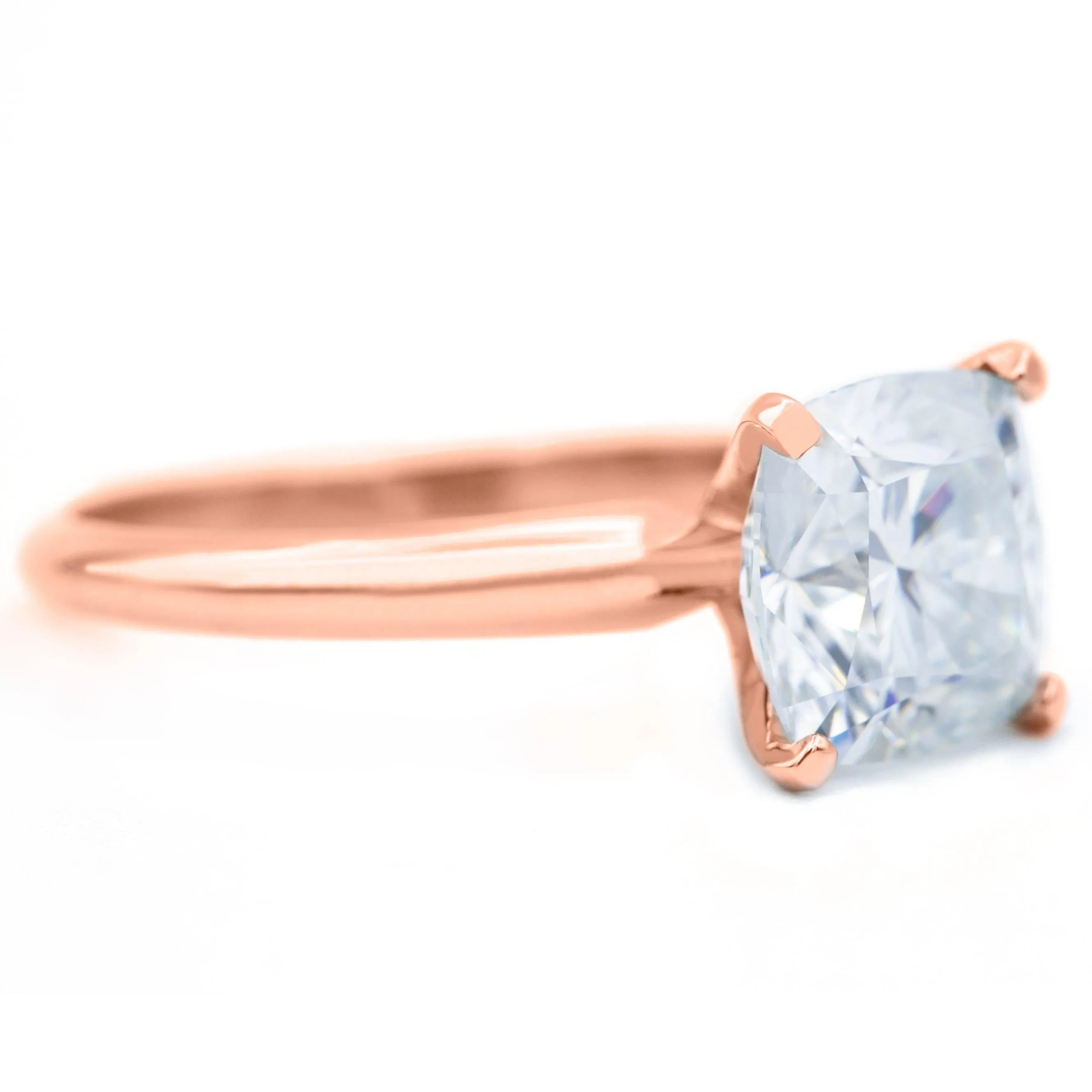 Cushion Hearts & Arrows (H&A) Cupid Moissanite 4 Prongs FANCY Solitaire Ring