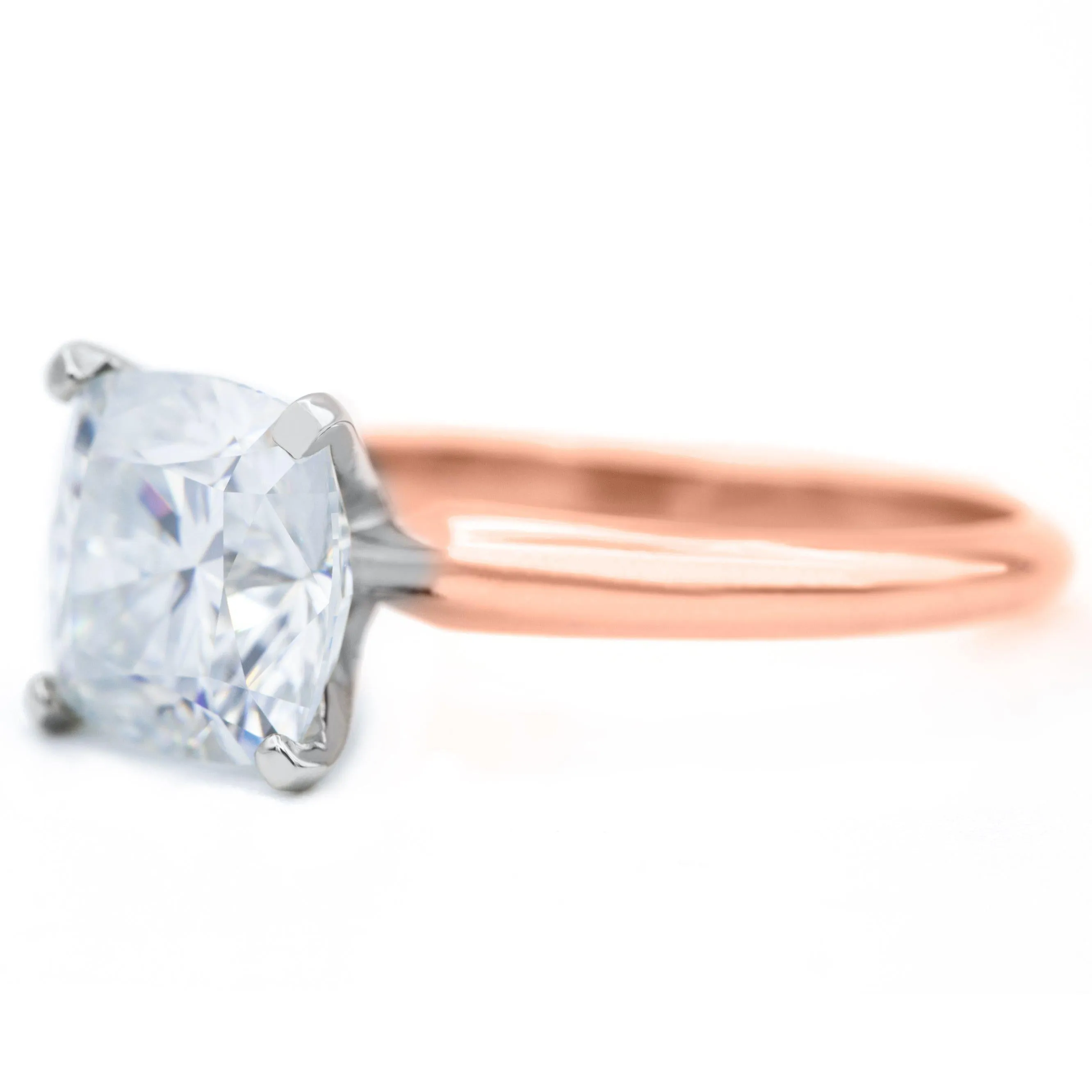 Cushion Hearts & Arrows (H&A) Cupid Moissanite 4 Prongs FANCY Solitaire Ring