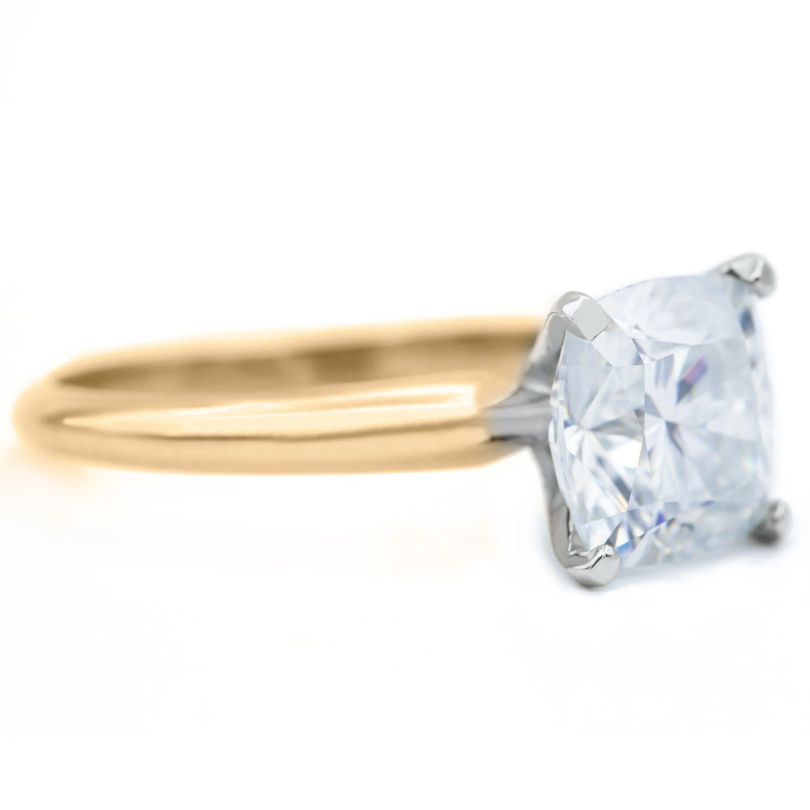 Cushion Hearts & Arrows (H&A) Cupid Moissanite 4 Prongs FANCY Solitaire Ring