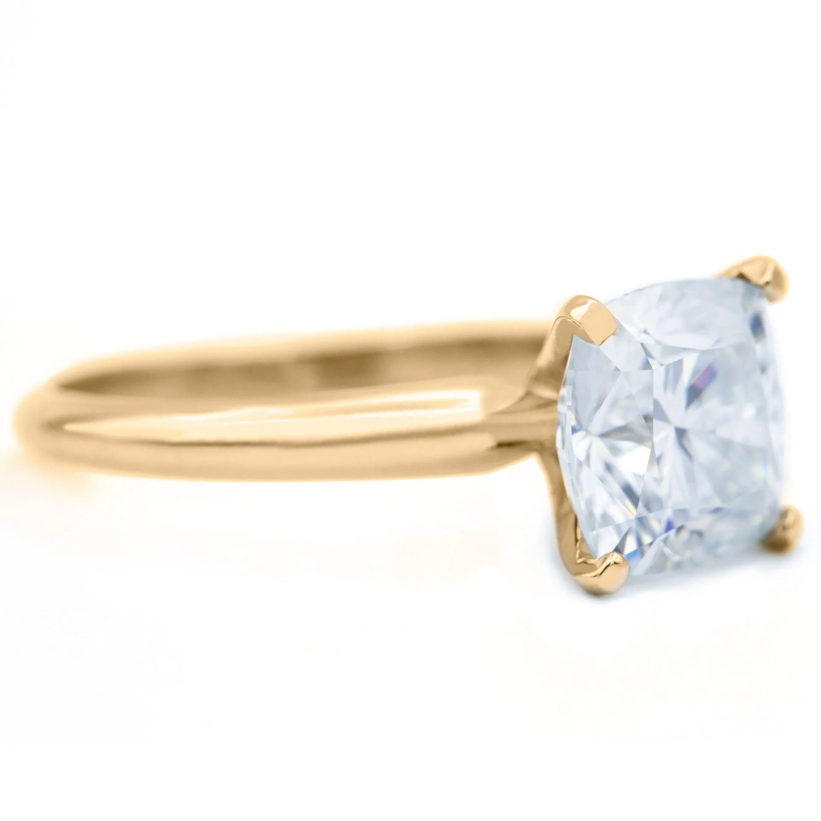 Cushion Hearts & Arrows (H&A) Cupid Moissanite 4 Prongs FANCY Solitaire Ring