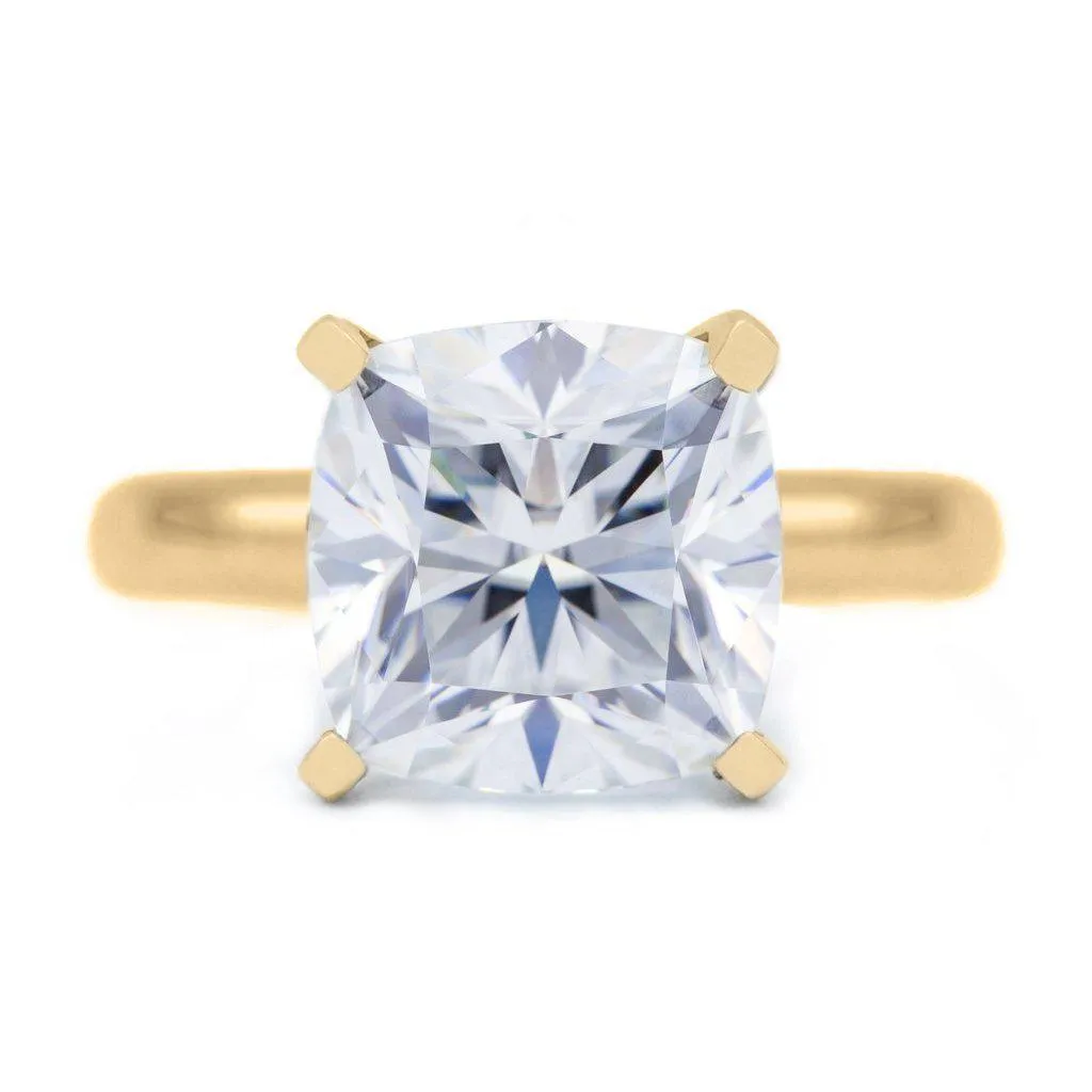 Cushion Hearts & Arrows (H&A) Cupid Moissanite 4 Prongs FANCY Solitaire Ring