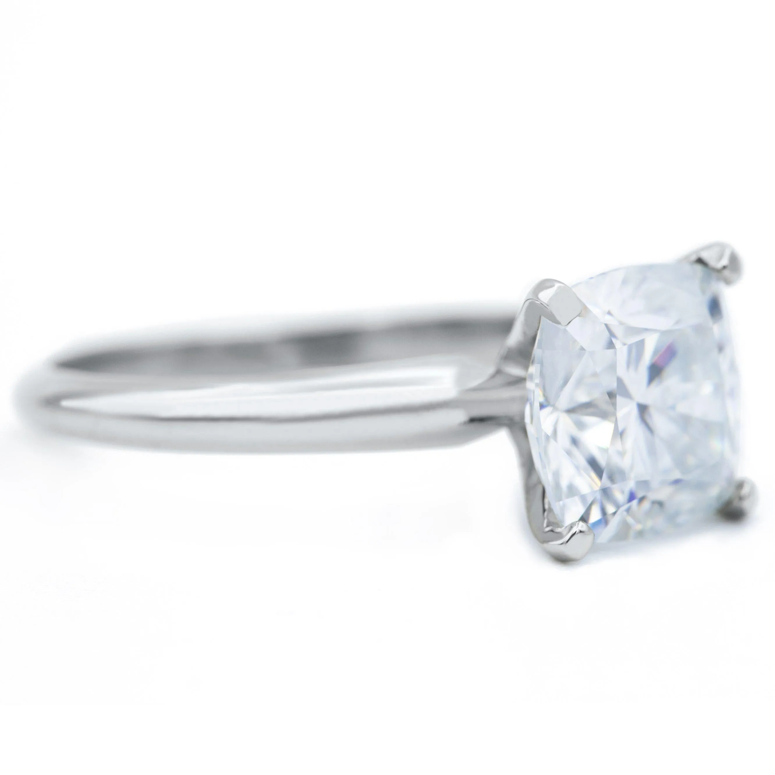 Cushion Hearts & Arrows (H&A) Cupid Moissanite 4 Prongs FANCY Solitaire Ring