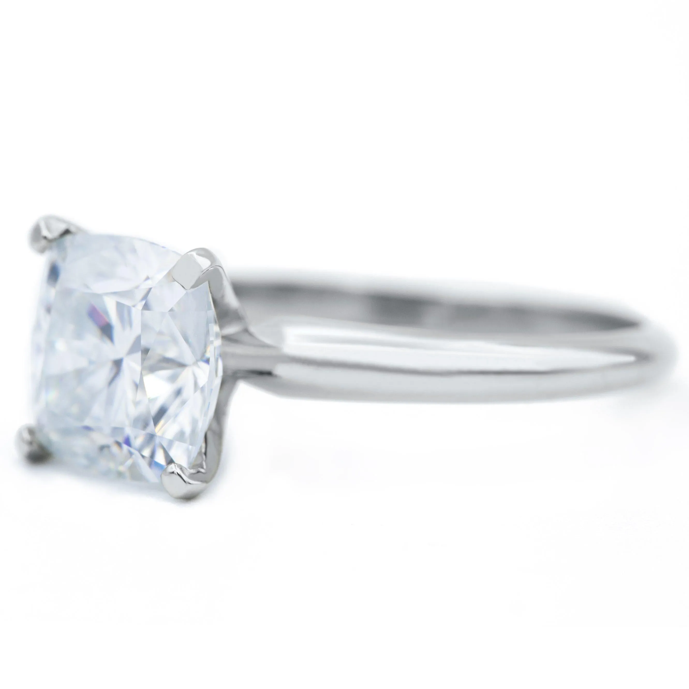 Cushion Hearts & Arrows (H&A) Cupid Moissanite 4 Prongs FANCY Solitaire Ring