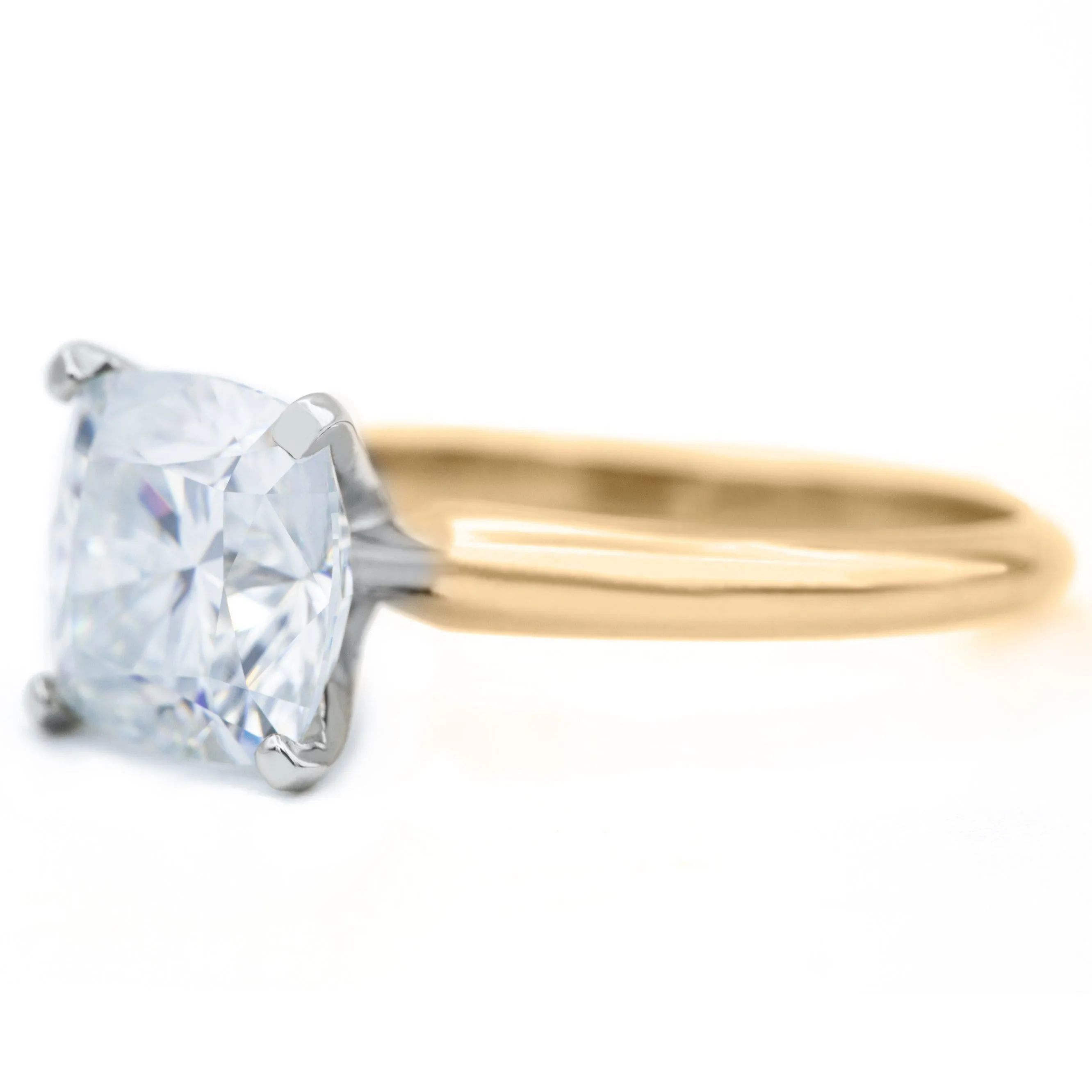 Cushion Hearts & Arrows (H&A) Cupid Moissanite 4 Prongs FANCY Solitaire Ring