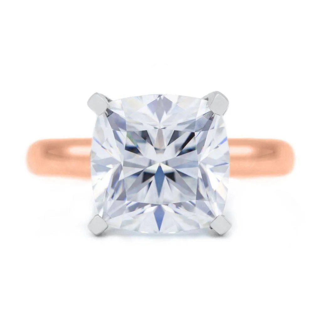 Cushion Hearts & Arrows (H&A) Cupid Moissanite 4 Prongs FANCY Solitaire Ring