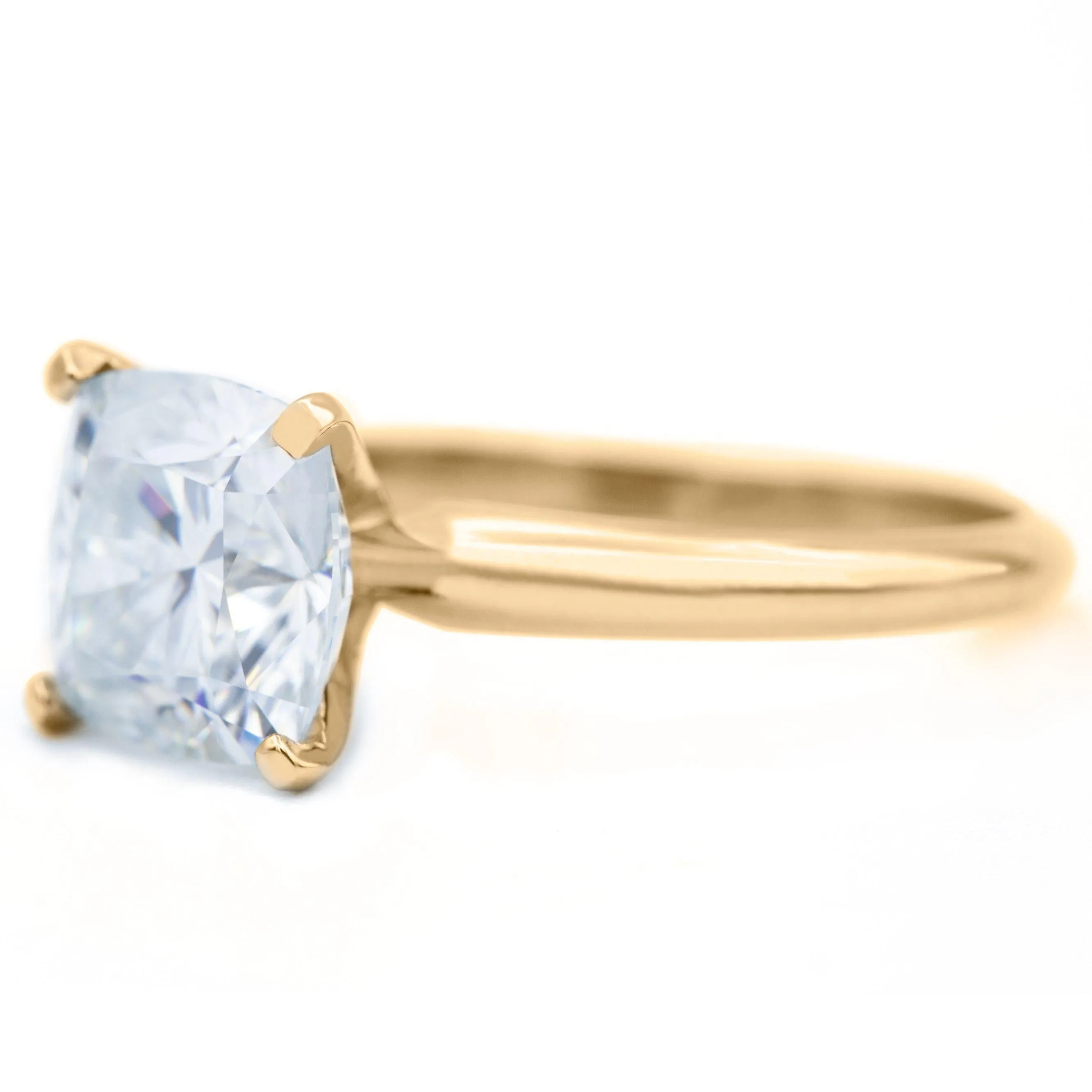 Cushion Hearts & Arrows (H&A) Cupid Moissanite 4 Prongs FANCY Solitaire Ring