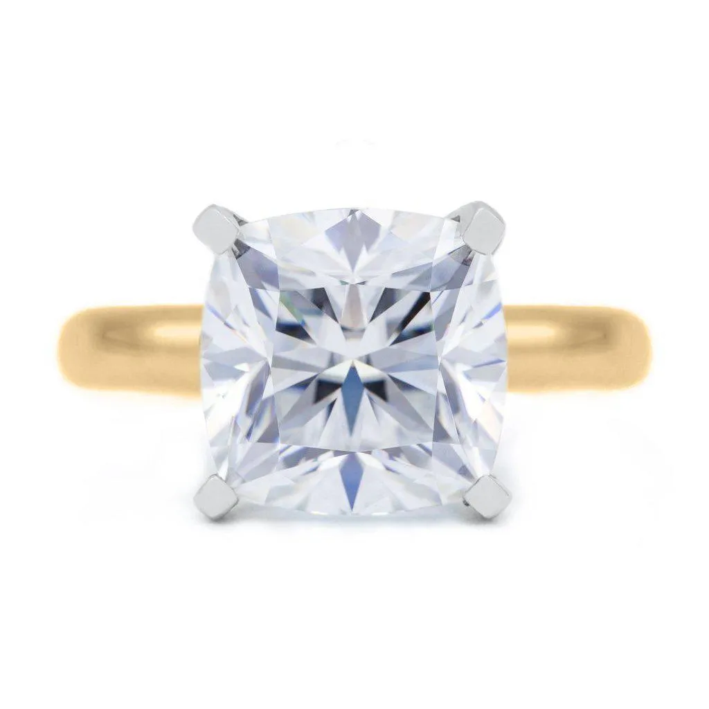 Cushion Hearts & Arrows (H&A) Cupid Moissanite 4 Prongs FANCY Solitaire Ring