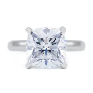 Cushion Hearts & Arrows (H&A) Cupid Moissanite 4 Prongs FANCY Solitaire Ring