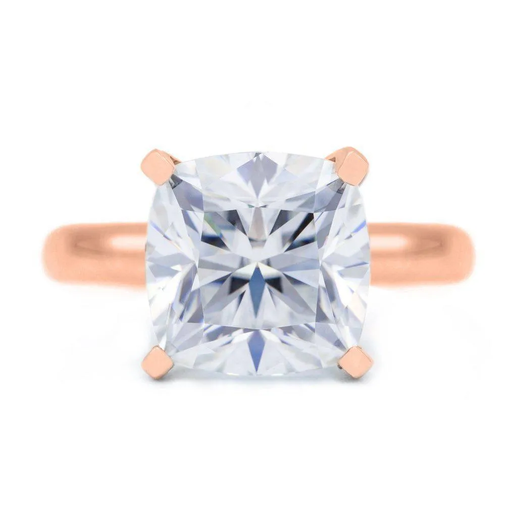Cushion Hearts & Arrows (H&A) Cupid Moissanite 4 Prongs FANCY Solitaire Ring