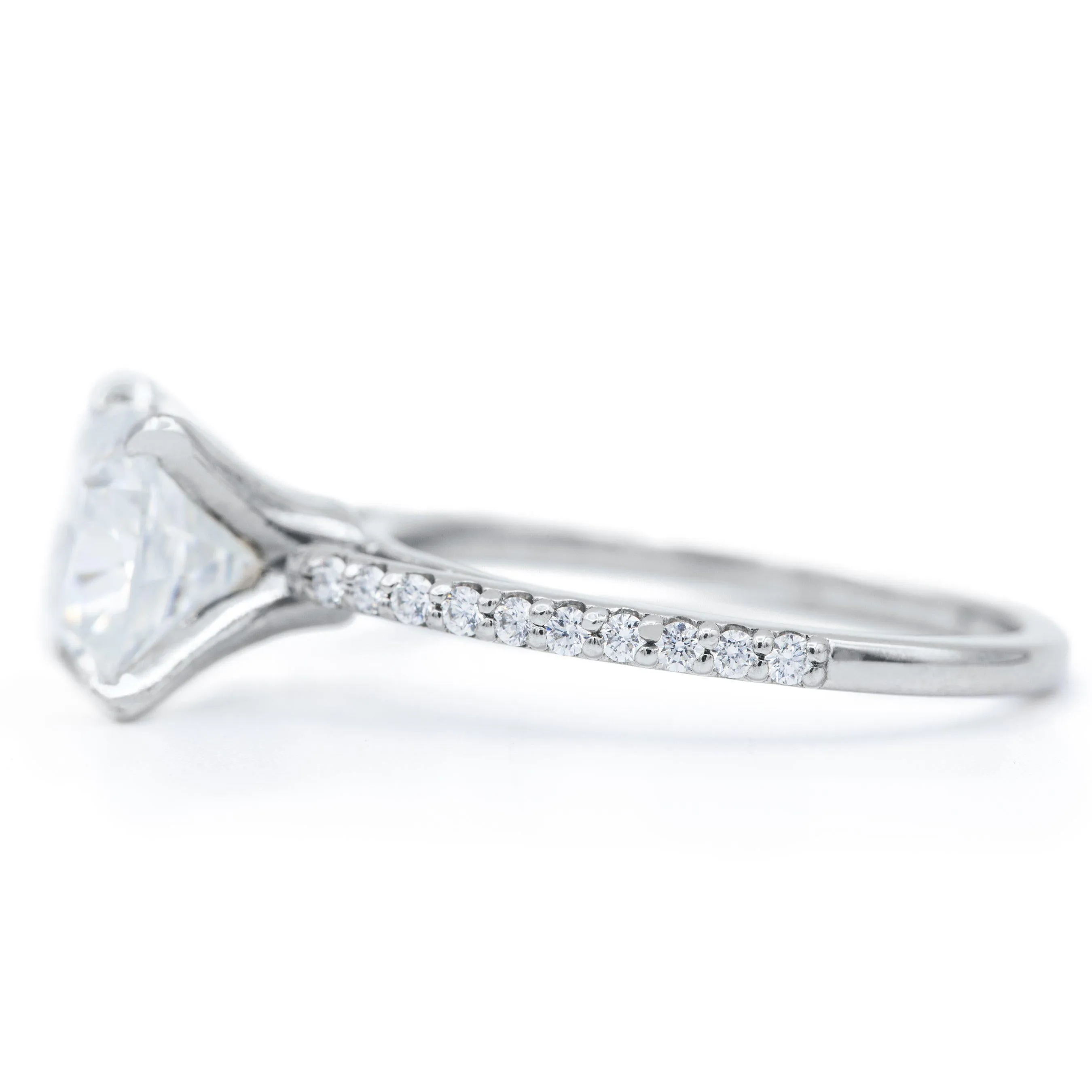Cushion Hearts & Arrows Moissanite 4 Prongs Diamond Accent Ice Cathedral Solitaire Ring