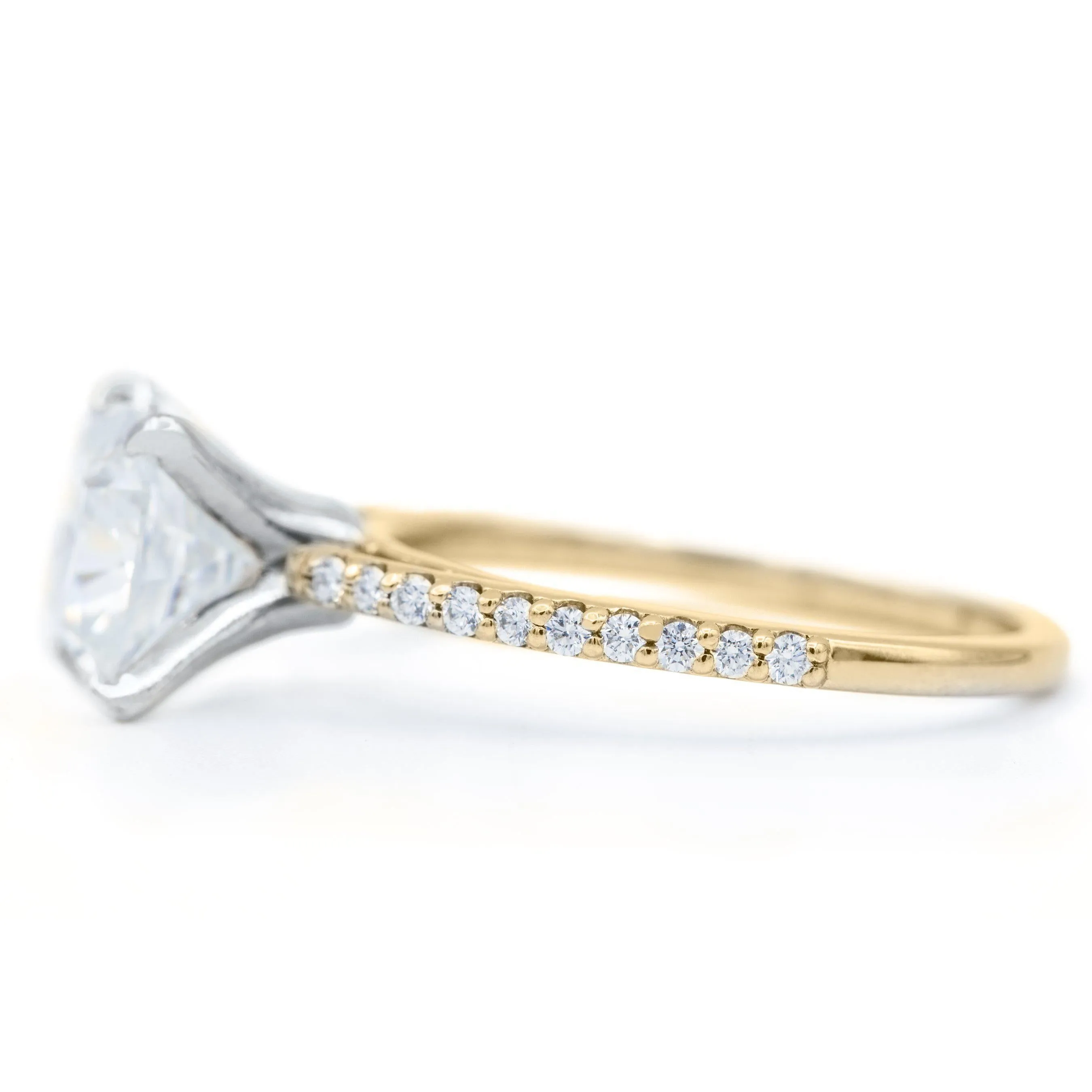 Cushion Hearts & Arrows Moissanite 4 Prongs Diamond Accent Ice Cathedral Solitaire Ring
