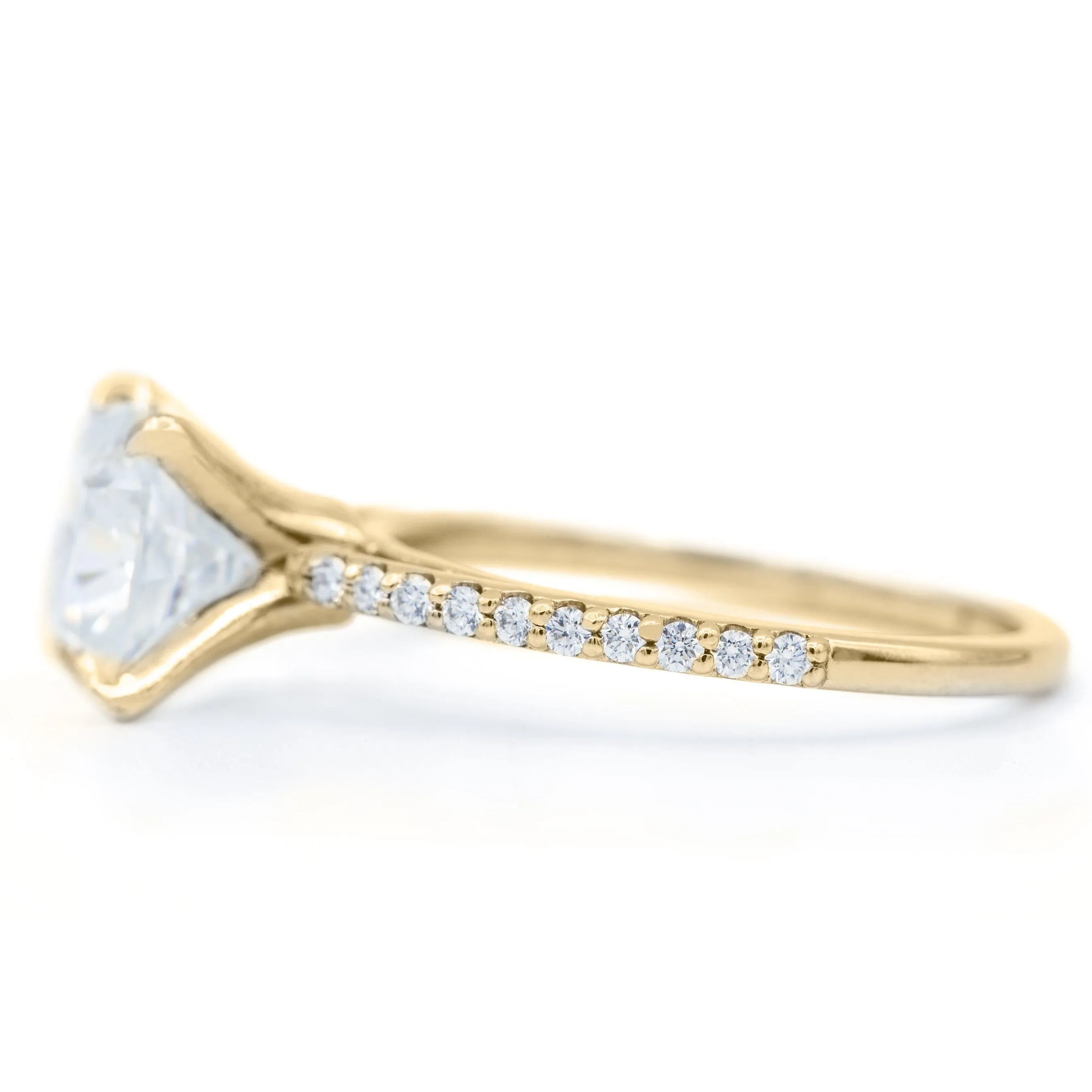 Cushion Hearts & Arrows Moissanite 4 Prongs Diamond Accent Ice Cathedral Solitaire Ring