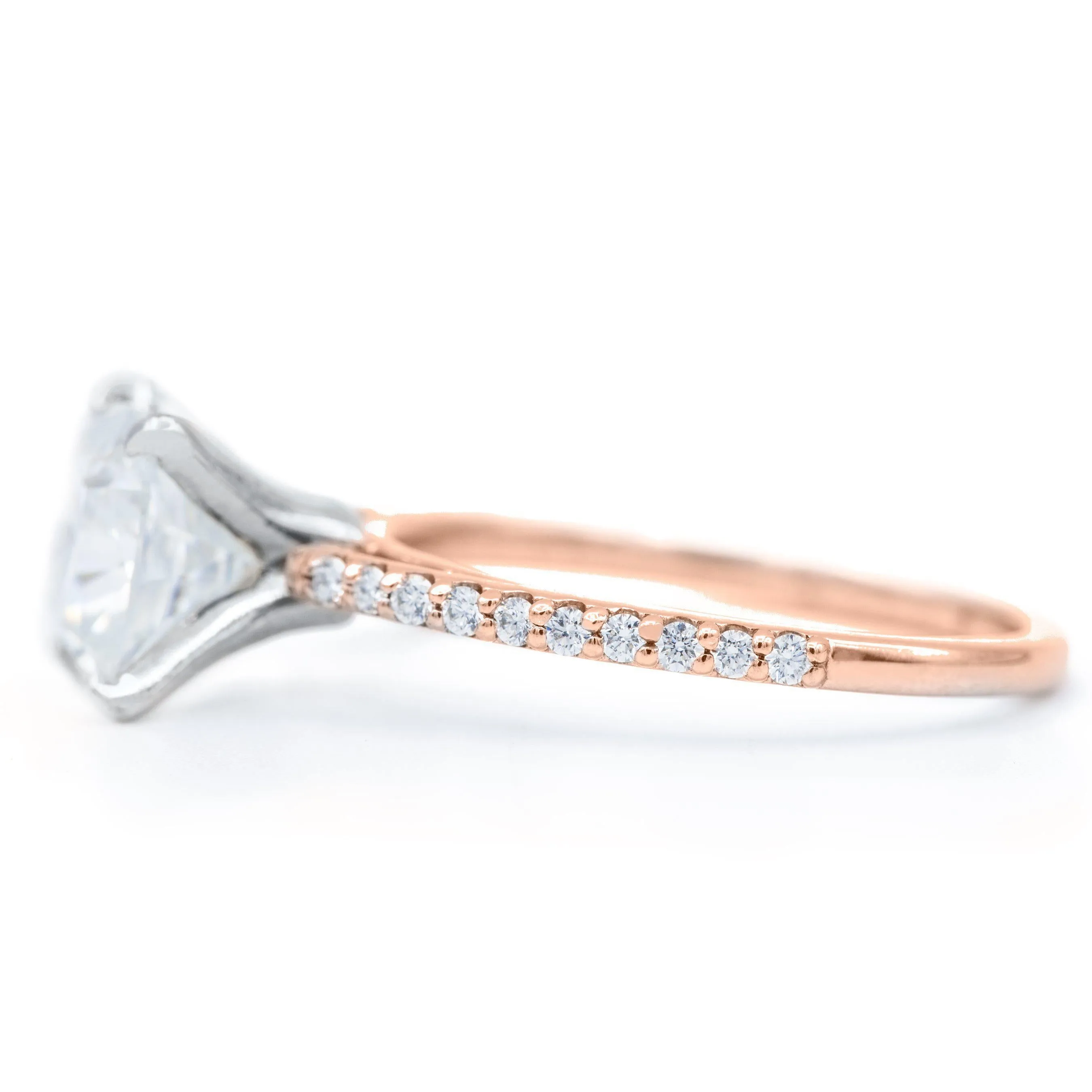 Cushion Hearts & Arrows Moissanite 4 Prongs Diamond Accent Ice Cathedral Solitaire Ring