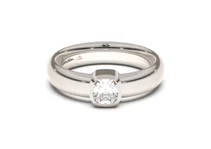 Cushion Modern Engagement Ring, White Gold & Platinum