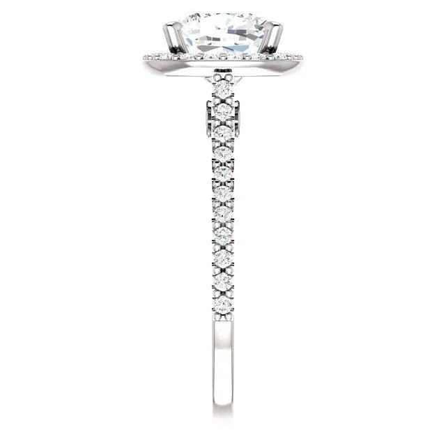 Cushion Moissanite Diamond Accent Ice Halo Bezel Ring