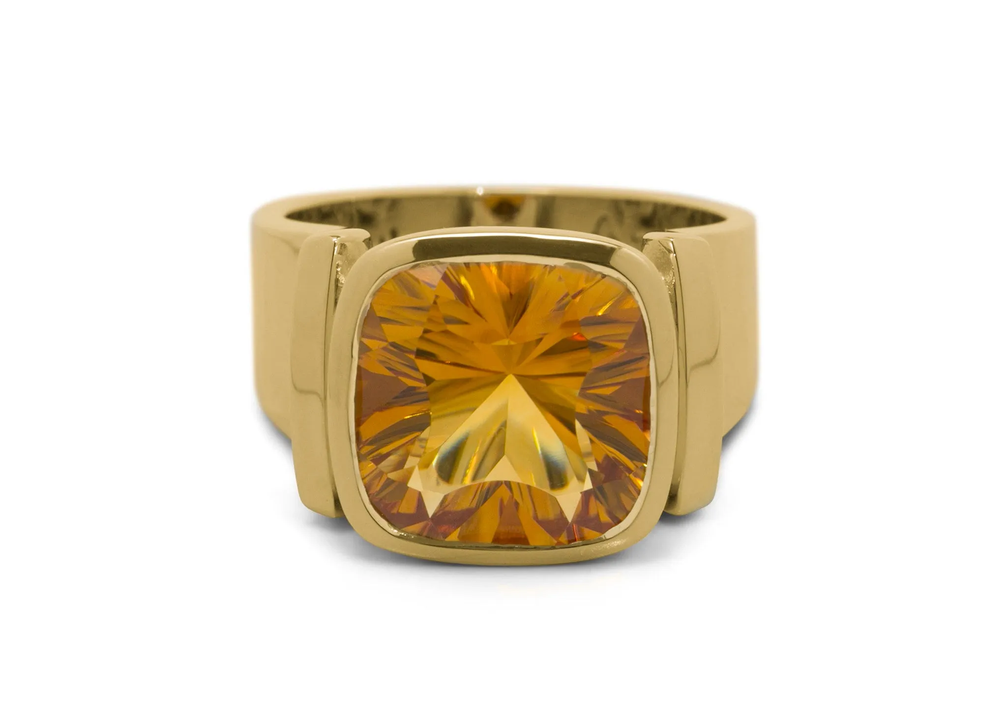 Cushion Optix Cut Gemstone Ring, Yellow Gold
