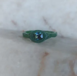 Custom Wax Teal Sapphire Ring