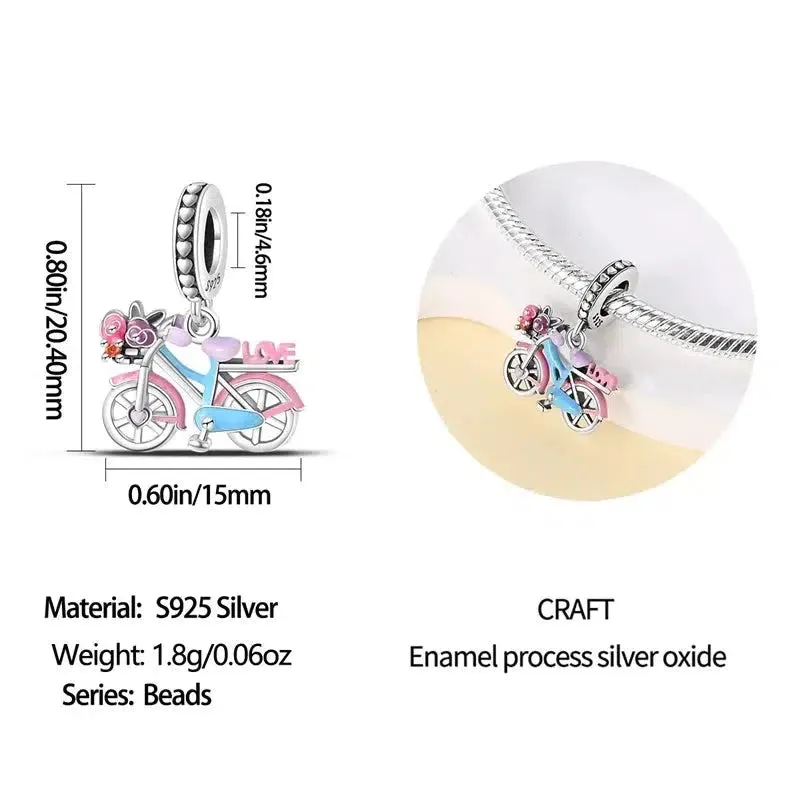 Cycolinks Love Ride Sterling Silver Bicycle Charm