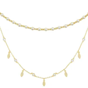 CZ Bezel X Teardrop Choker Combo Set