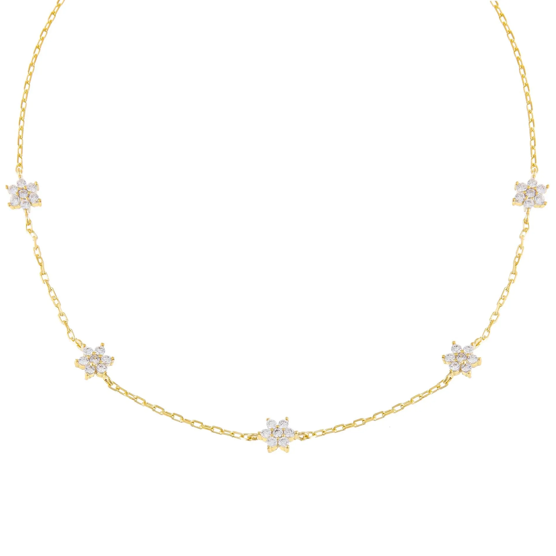 CZ Multi Flower Link Choker