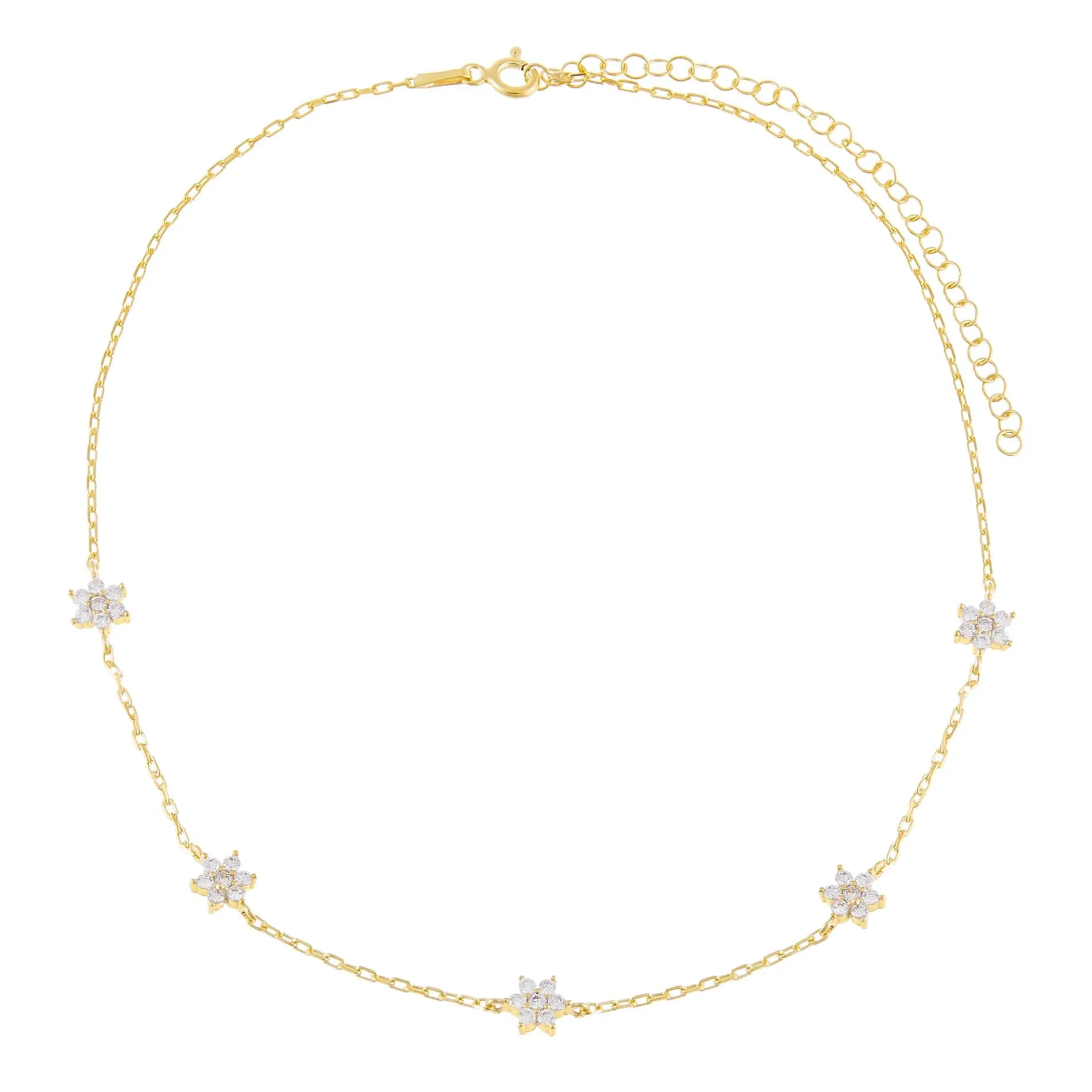 CZ Multi Flower Link Choker