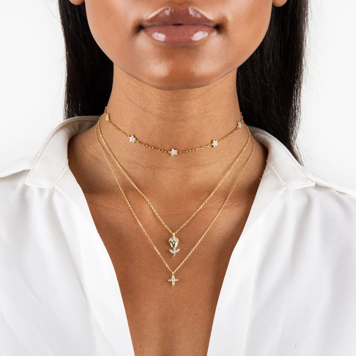 CZ Multi Flower Link Choker