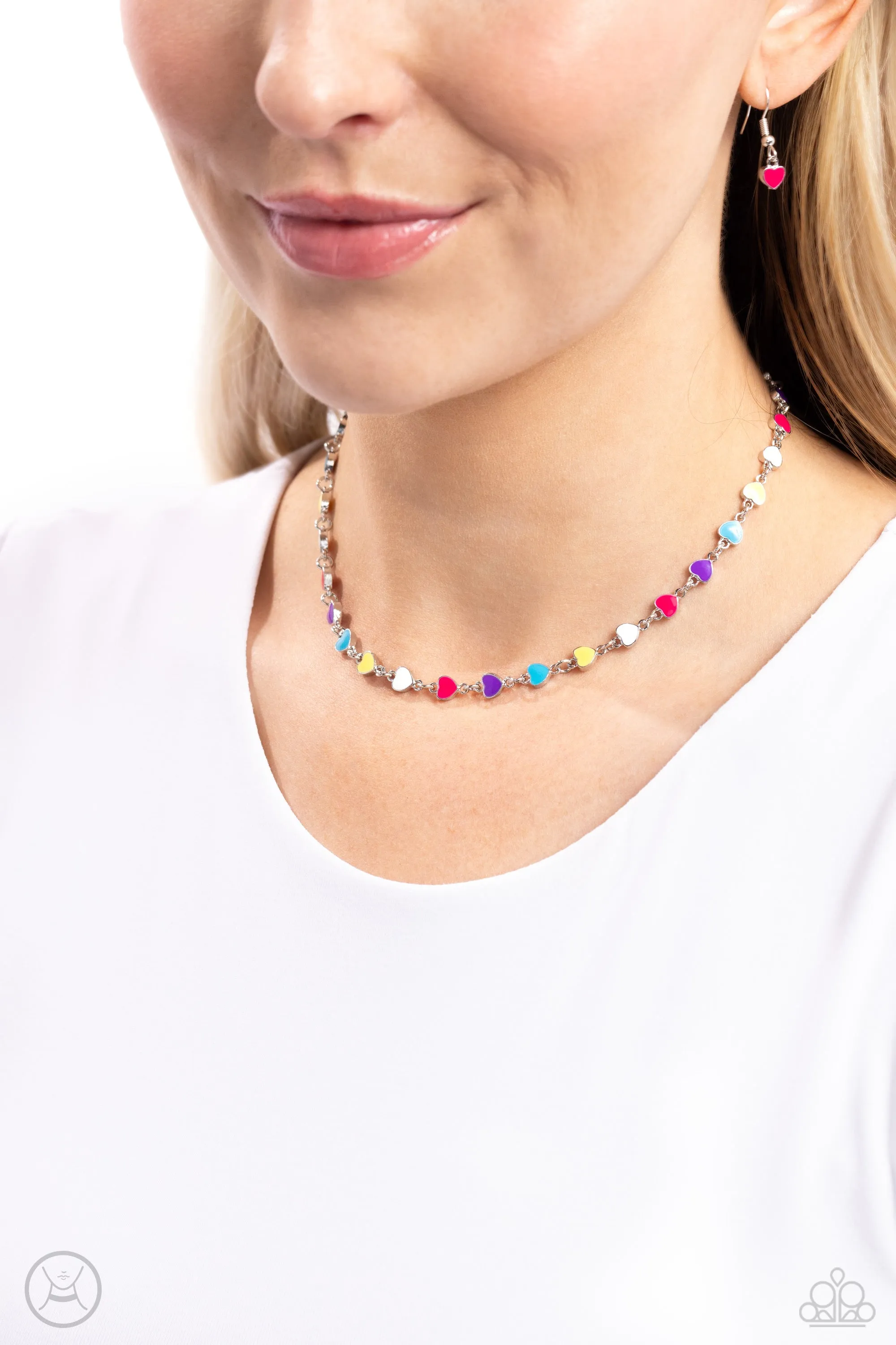 Dancing Dalliance - Multi - Painted Colorful Heart Paparazzi Choker Necklace