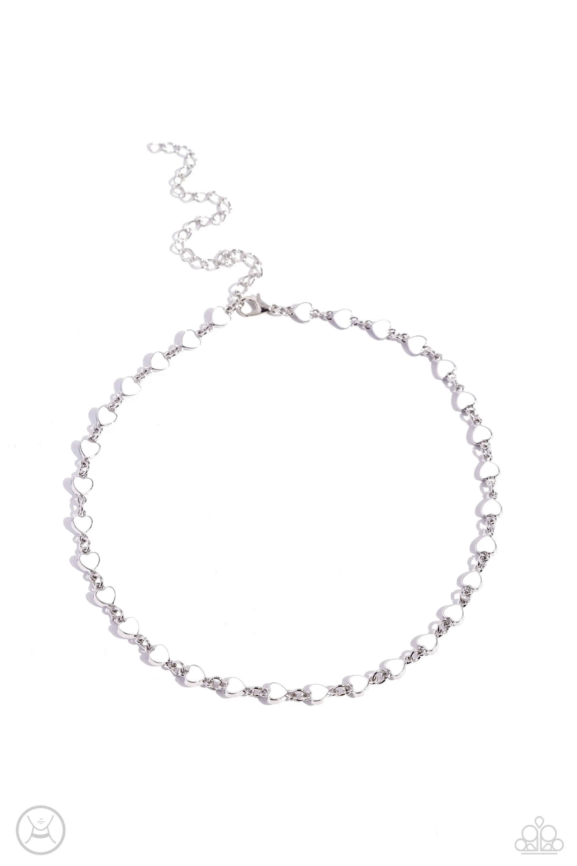 Dancing Dalliance - White - Painted Heart Paparazzi Choker Necklace