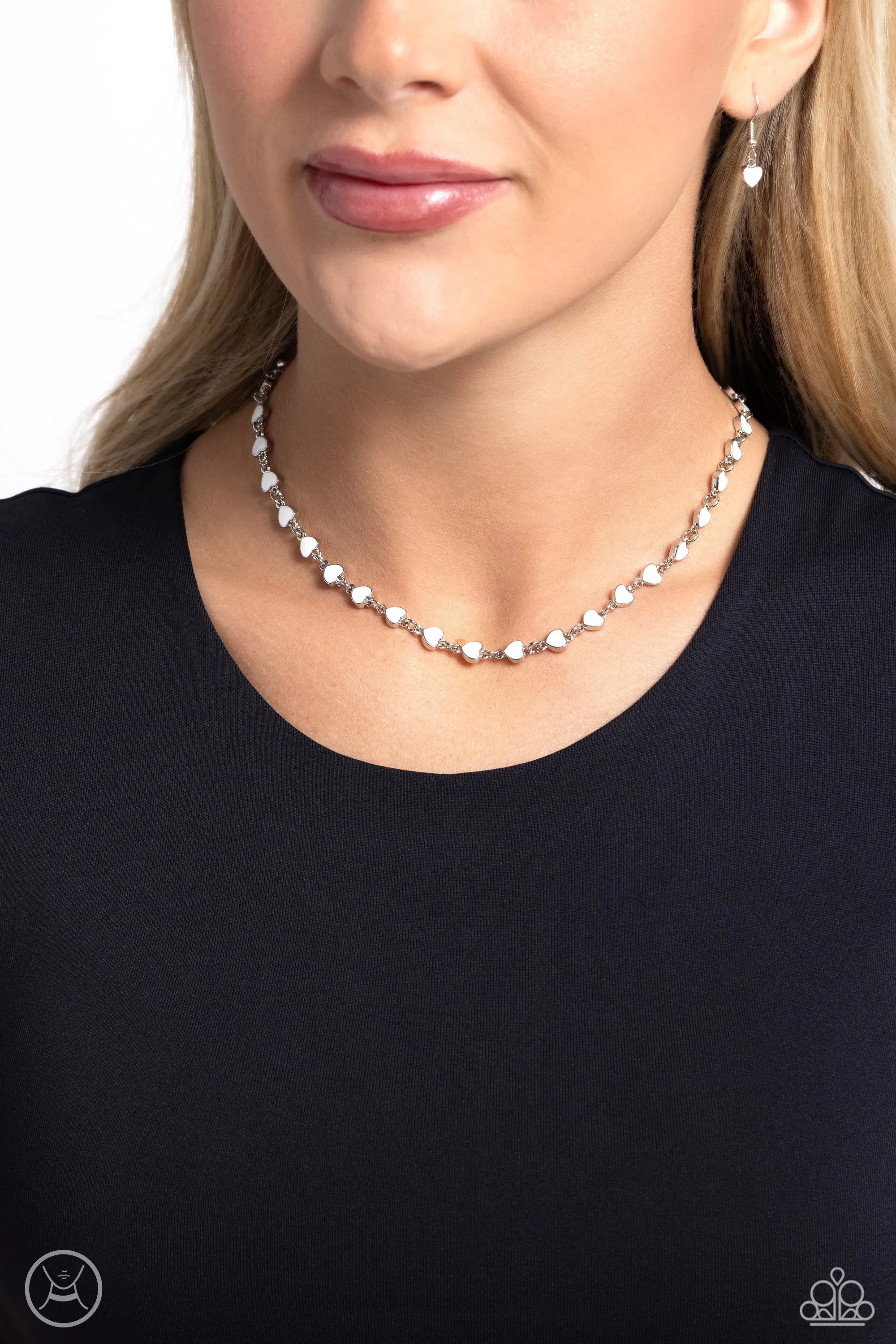 Dancing Dalliance - White - Painted Heart Paparazzi Choker Necklace