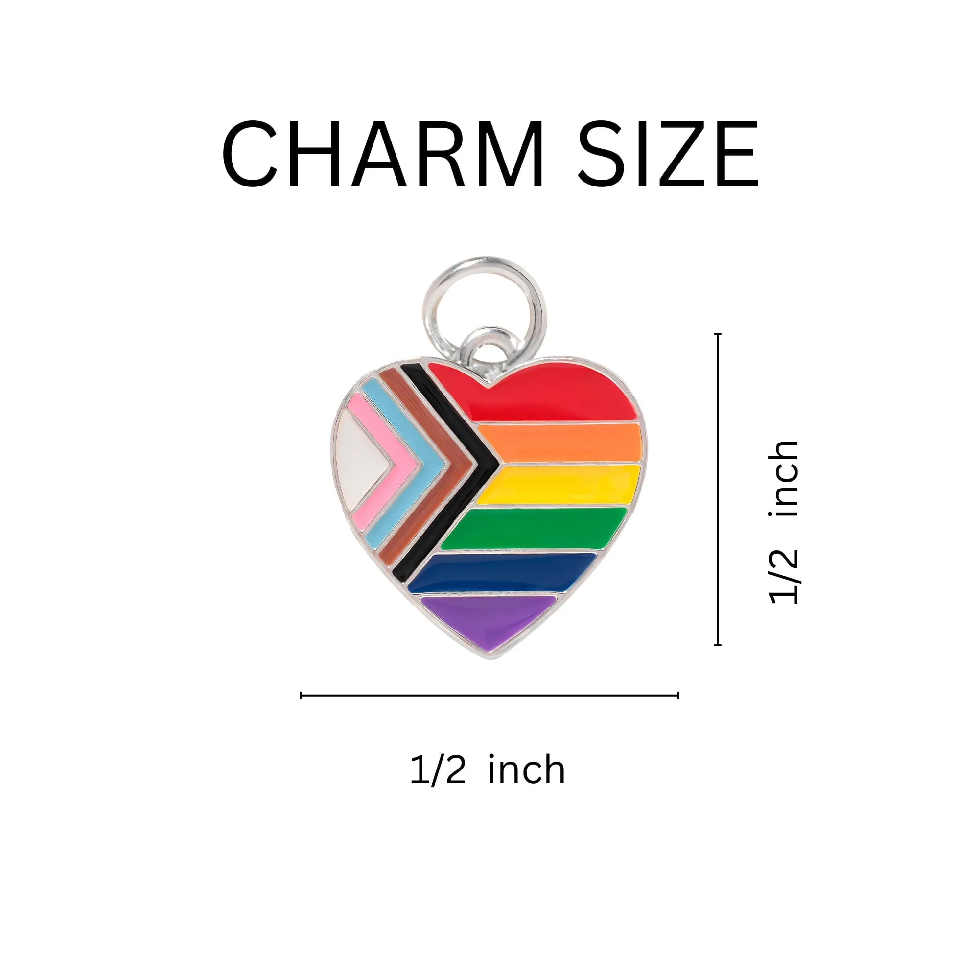Daniel Quasar "Progress Pride" Heart Flag Chunky Charm Bracelets