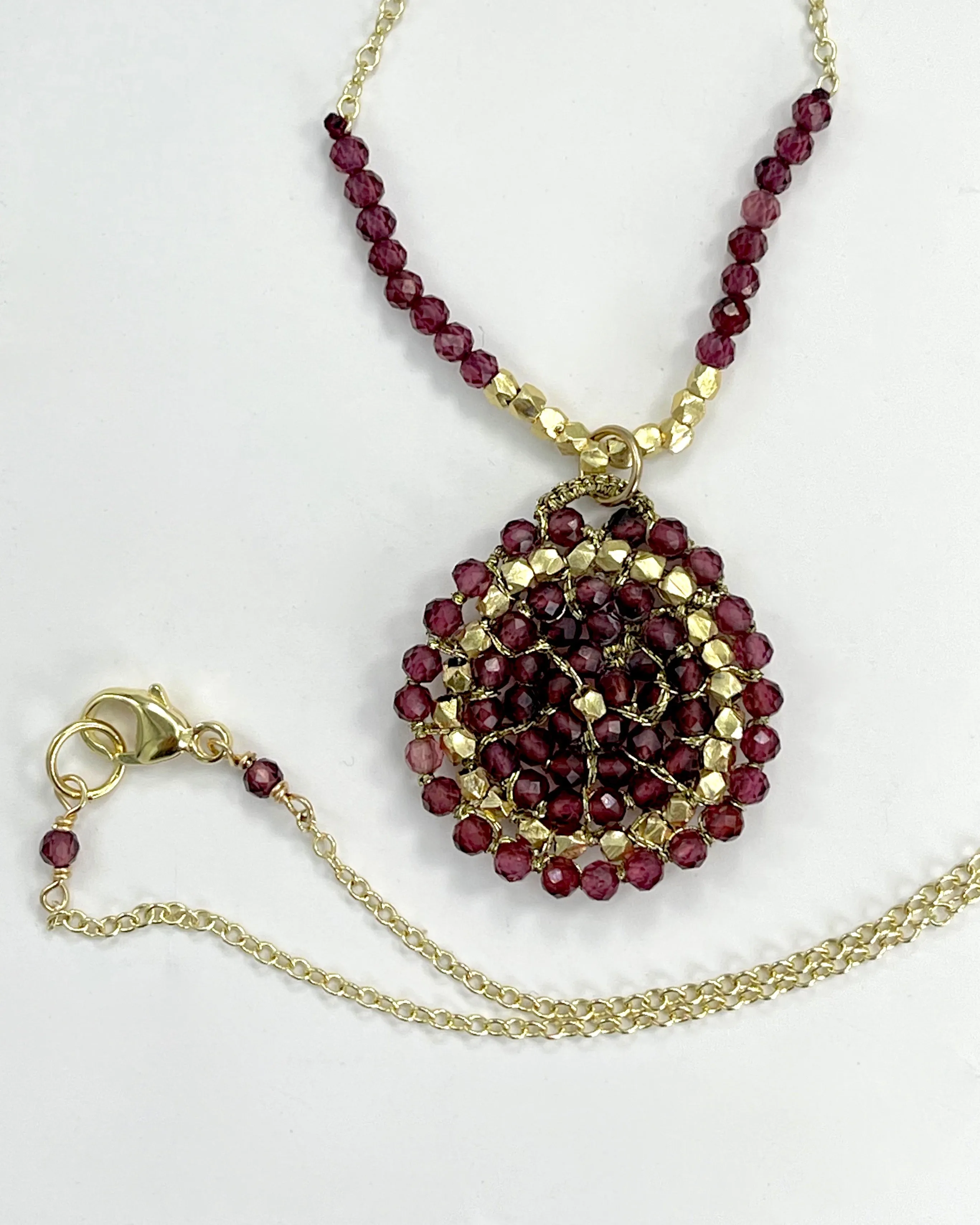 Danielle Welmond Garnet & Gold Beaded Necklace