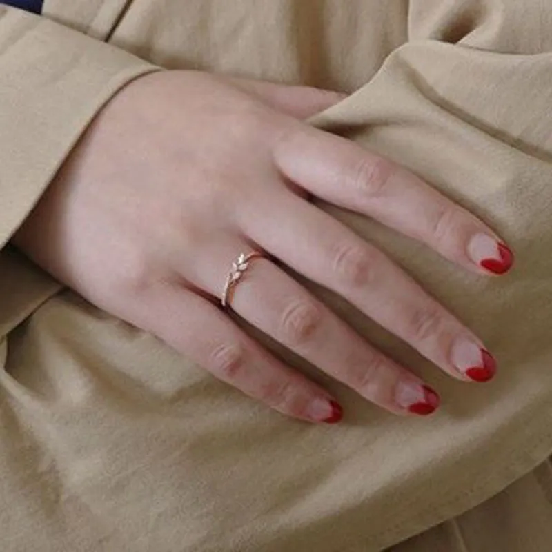 Danity Leaf Crystal Engagement Ring
