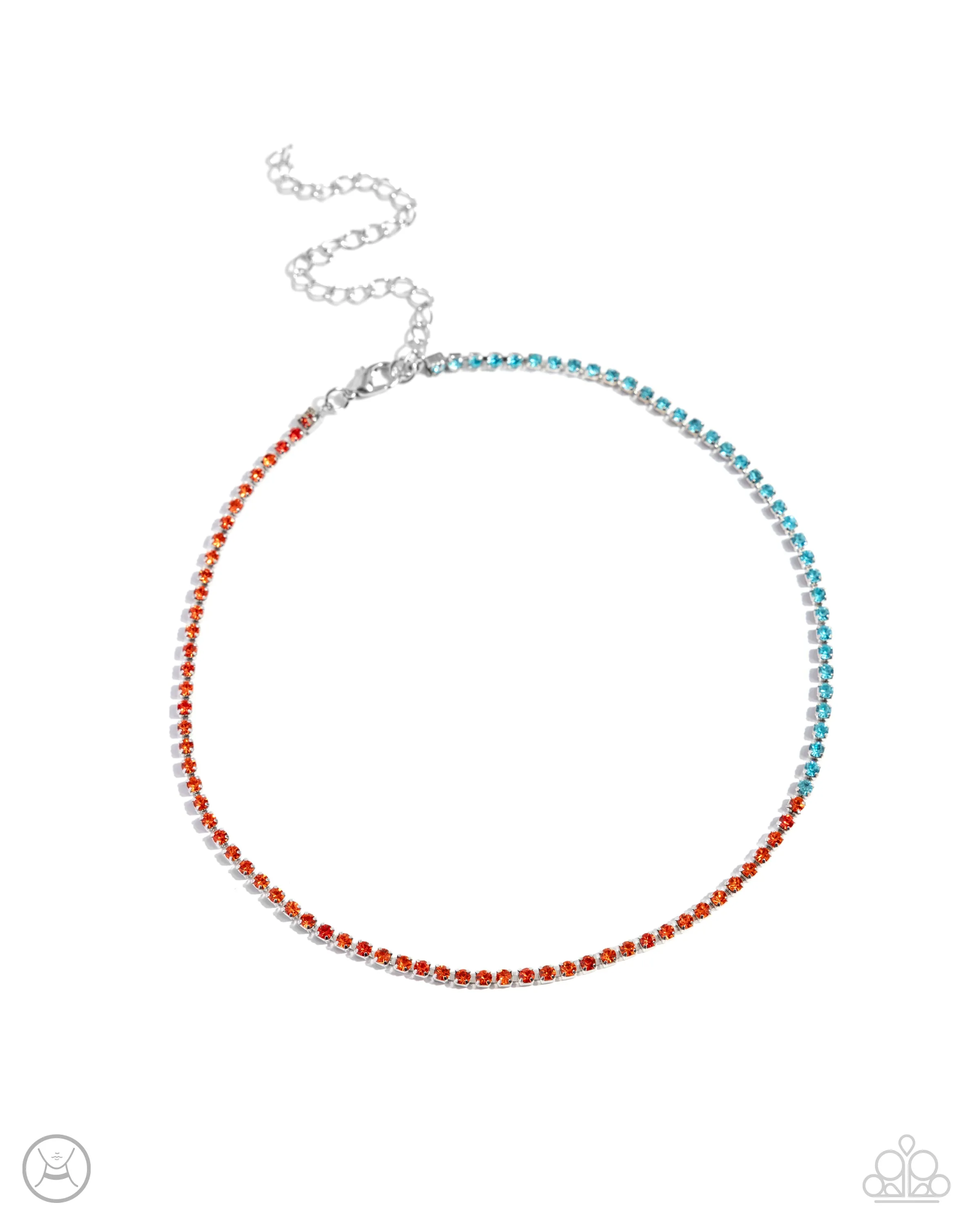 Dedicated Duo - Orange - and Blue Rhinestone Paparazzi Choker Necklace