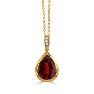 Diamond & Pear Garnet Pendant
