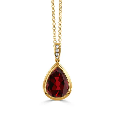 Diamond & Pear Garnet Pendant