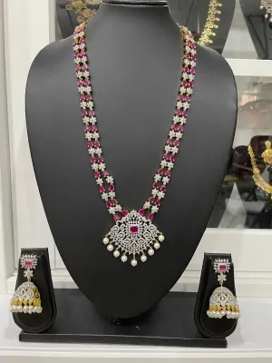 Diamond Finish  CZ Long Necklace Set