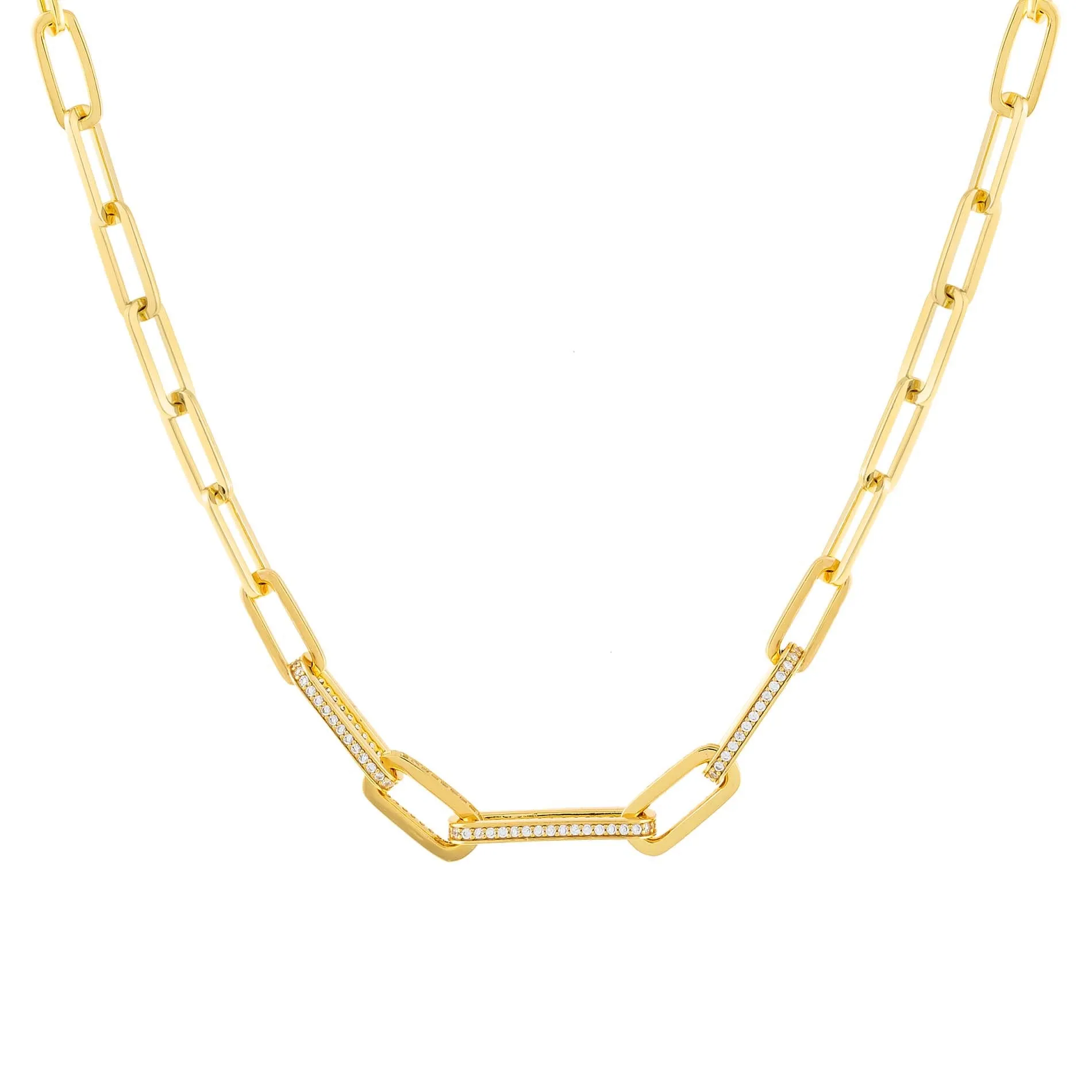Dimensional Pavé Link Necklace