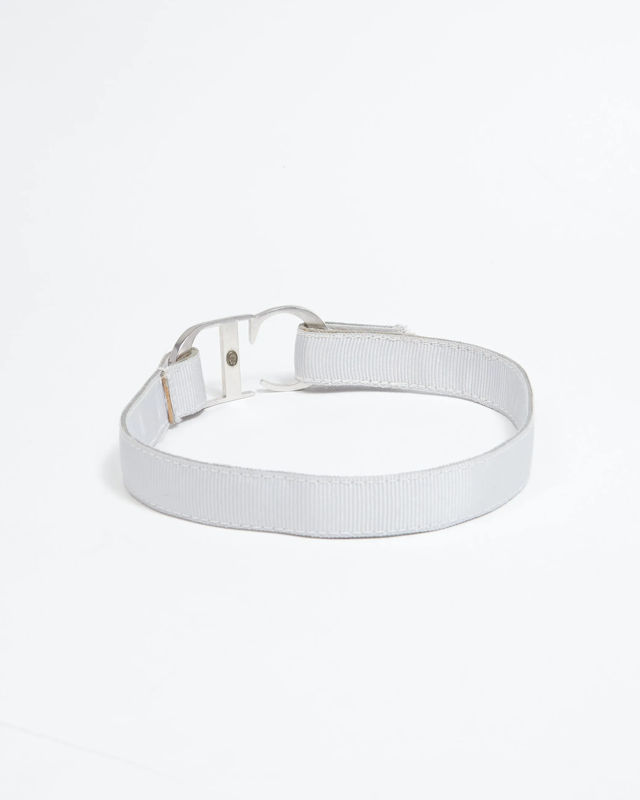 Dior Vintage Silver CD Fabric Chocker - S
