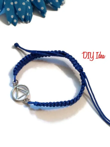 DIY Add A Charm Braided Nylon Friendship Bracelet  - 5 Pcs Royal Blue