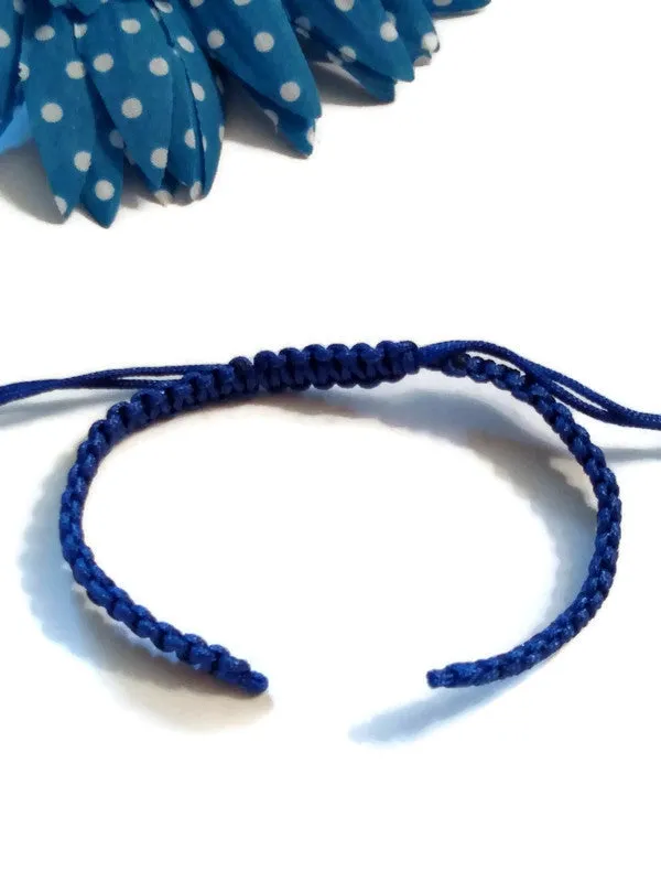 DIY Add A Charm Braided Nylon Friendship Bracelet  - 5 Pcs Royal Blue