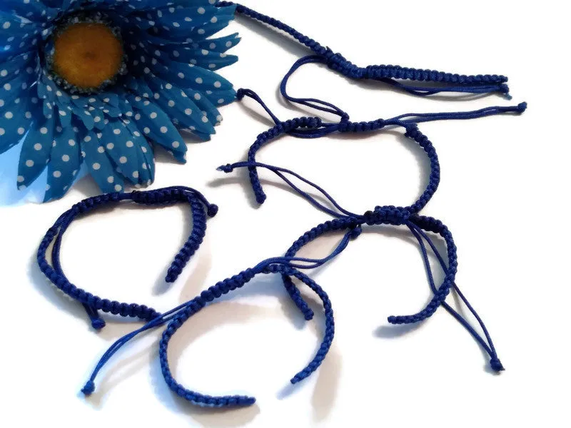 DIY Add A Charm Braided Nylon Friendship Bracelet  - 5 Pcs Royal Blue