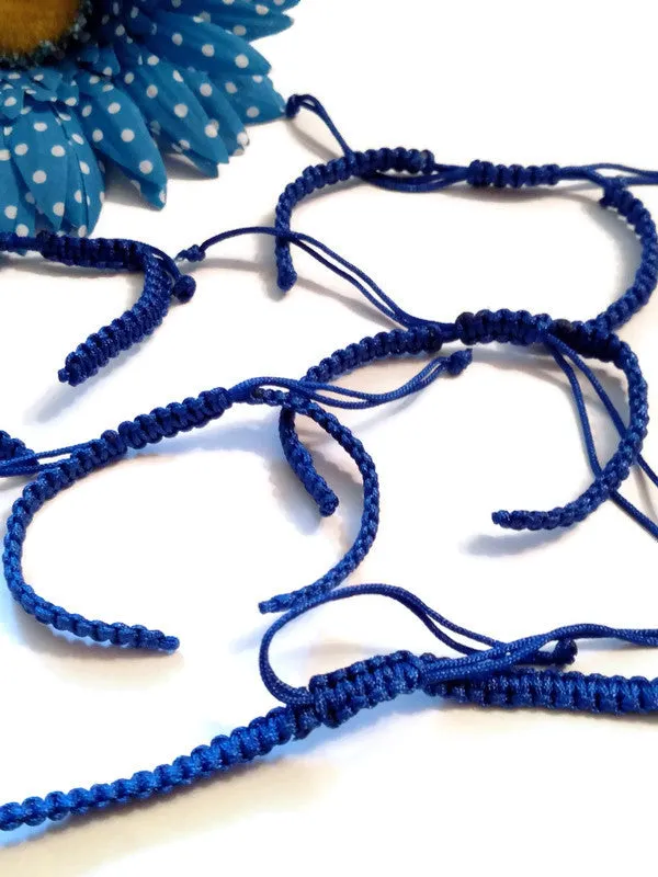 DIY Add A Charm Braided Nylon Friendship Bracelet  - 5 Pcs Royal Blue