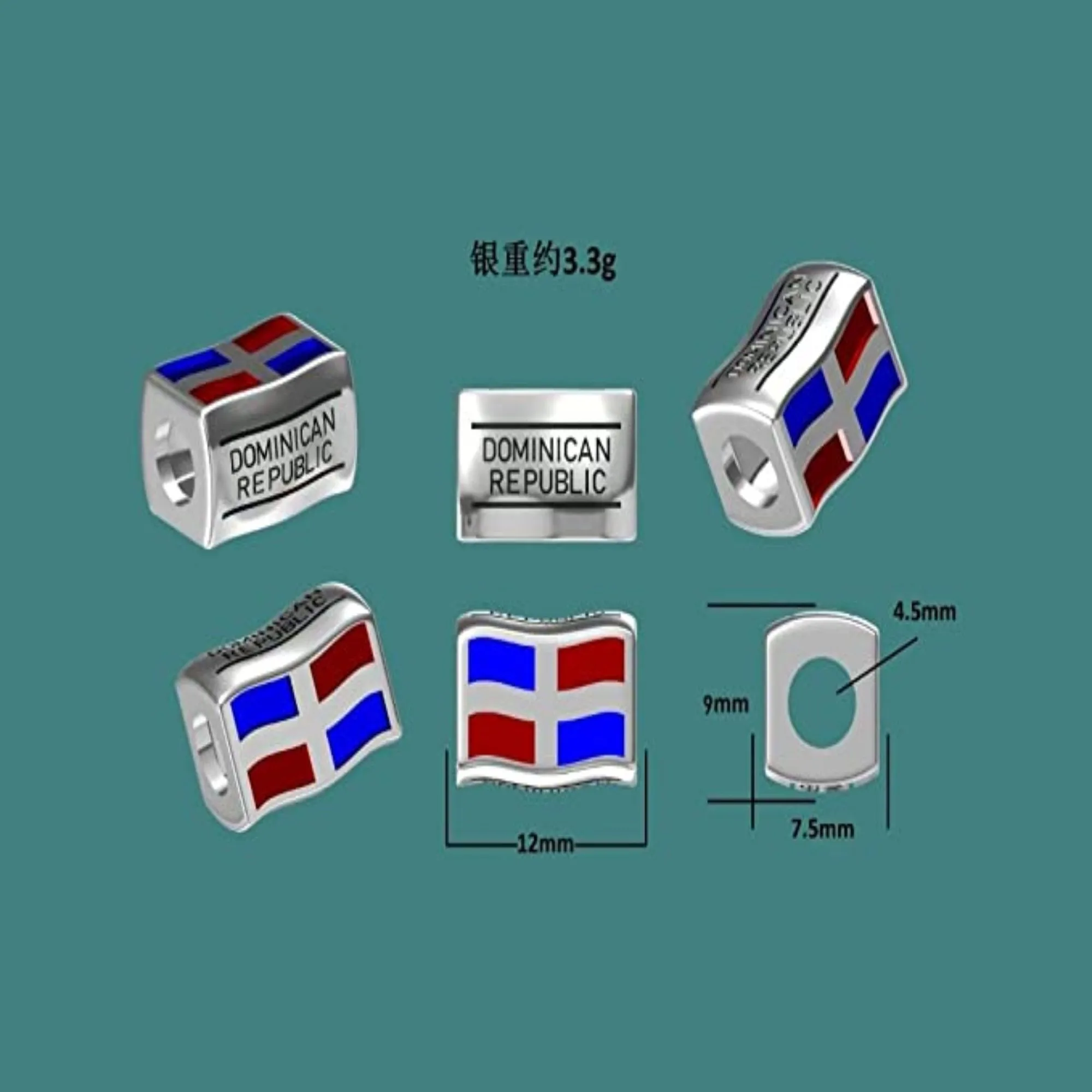 Dominican Republic Flags Travel Country Bead Charm