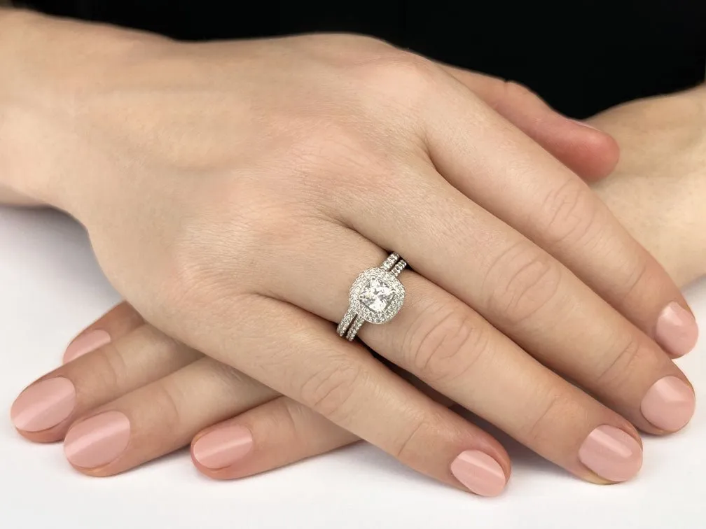 Double Halo Cushion Cut Lab-Grown Diamond Engagement Ring with 1.59 ct. (1.00 ct. center diamond)